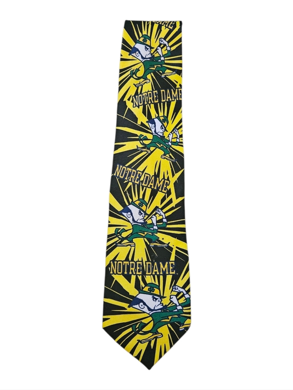 Vintage Ralph Marlin University Of Notre Dame Burst Repeat Leprechaun Necktie